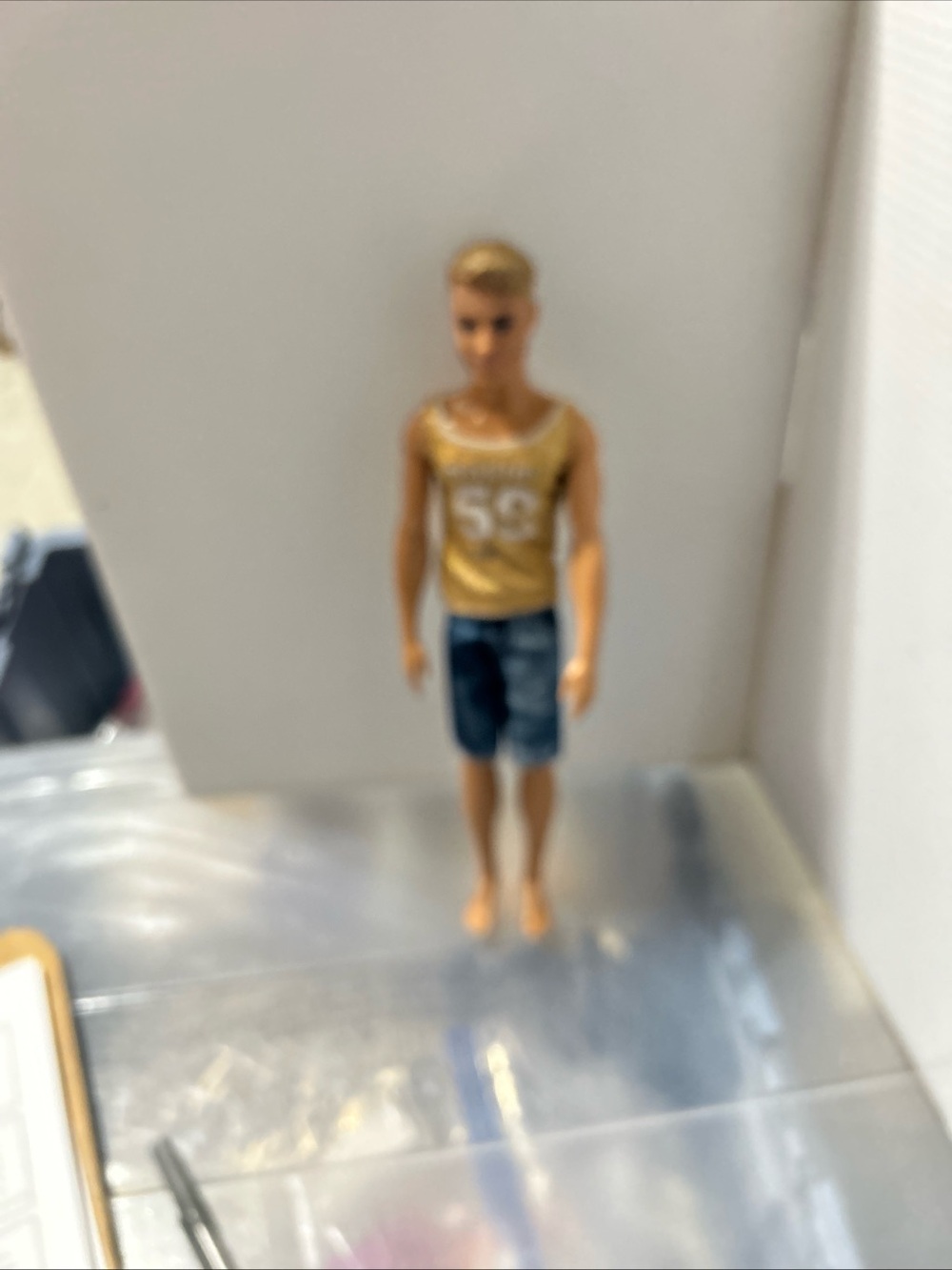 Mattel Male Doll in Gold Tank Top and Blue Shorts